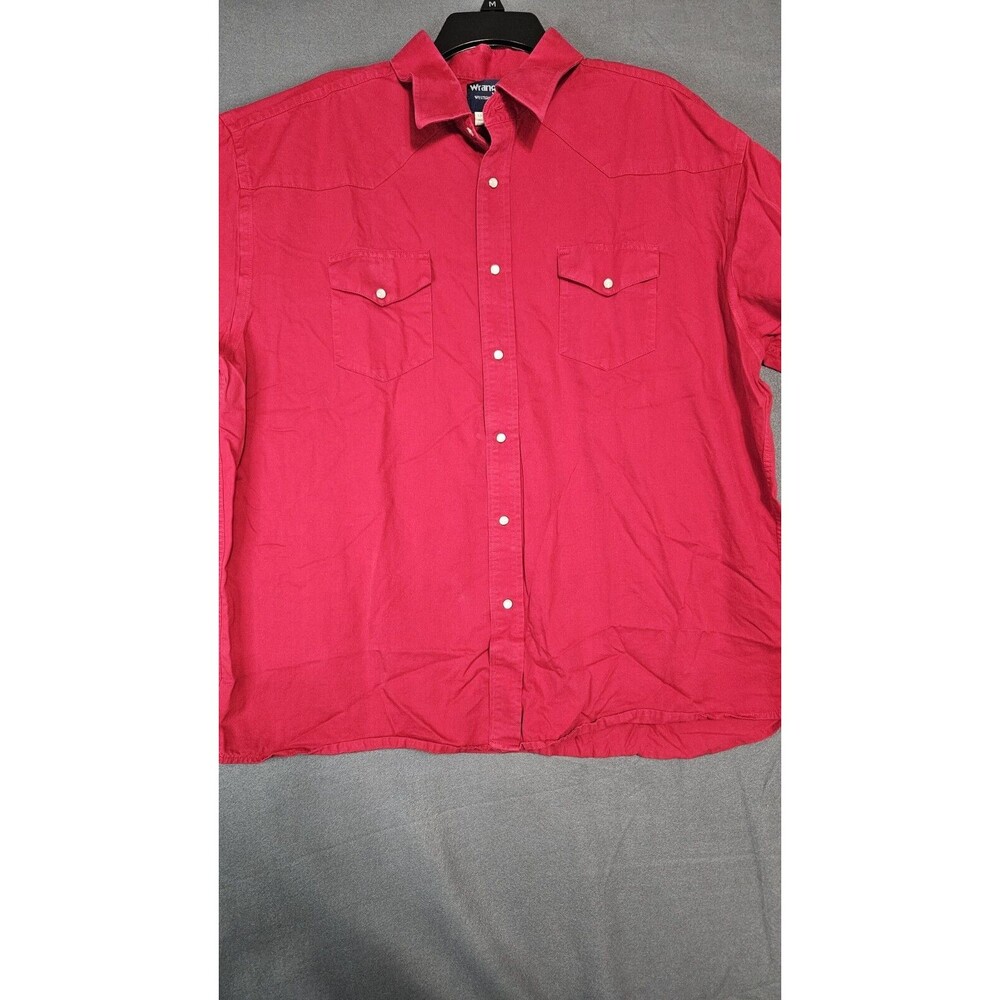 Wrangler Mens Size XXL Western Pearl Snap Long Sleeve Shirt Red